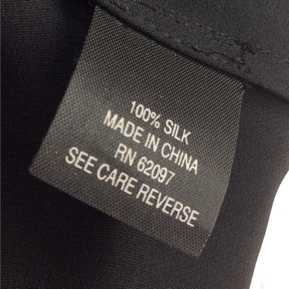 Vivienne Tam Slip Dress Women's Sz 2 Black 100% Silk Geometric Accent V-Neck Tie - Picture 5 of 12